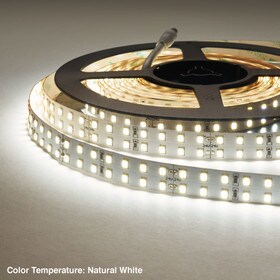 9/16" (15mm) Wide LED Tape Flexible Strip Lighting | 2835 Chip Neutral White 5000K-5500K 6.4 Watts | 739 Lumens Per Foot 24V IP20 UL | 8.25' Roll