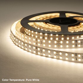 9/16" (15mm) Wide LED Tape Flexible Strip Lighting | 2835 Chip Pure White 4000K-4500K 6.4 Watts | 739 Lumens Per Foot 24V IP20 UL | 16.5' Roll