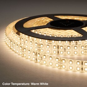 9/16" (15mm) Wide LED Tape Flexible Strip Lighting | 2835 Chip Warm White 2800K-3000K 6.4 Watts | 738 Lumens Per Foot 24V IP65 UL | 16.4' Roll
