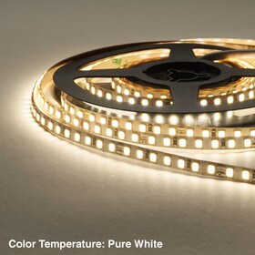 1/4" (6mm) Wide LED Tape Flexible Strip Lighting | 2835 Chip Pure White 4000K-4500K 3.2 Watts | 403 Lumens Per Foot 24V IP20 UL | 8.25' Roll