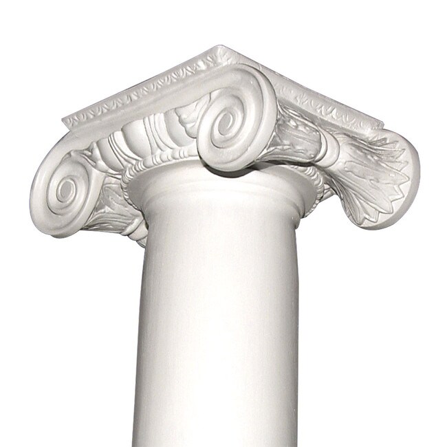 10' High x 6" Diameter Paint Grade Wood Tapered Fluted Colonial Column with Polyurethane Roman Ionic Capital and Base