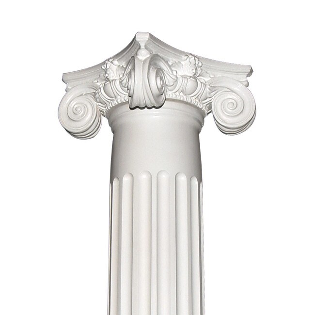 10' High x 8" Diameter Paint Grade Wood Tapered Fluted Colonial Column with Polyurethane Scamozzi Capital and Base
