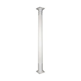 10' High x 8" Diameter Paint Grade Wood Tapered Fluted Colonial Column with Polyurethane Corinnthian Capital and Base