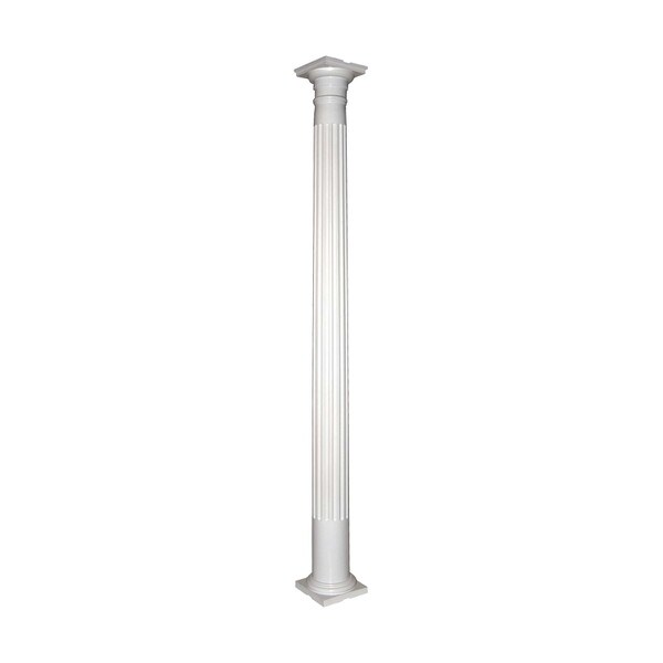 12' High x 8" Diameter Paint Grade Wood Tapered Fluted Colonial Column with Polyurethane Capital and Base | DR812F Series