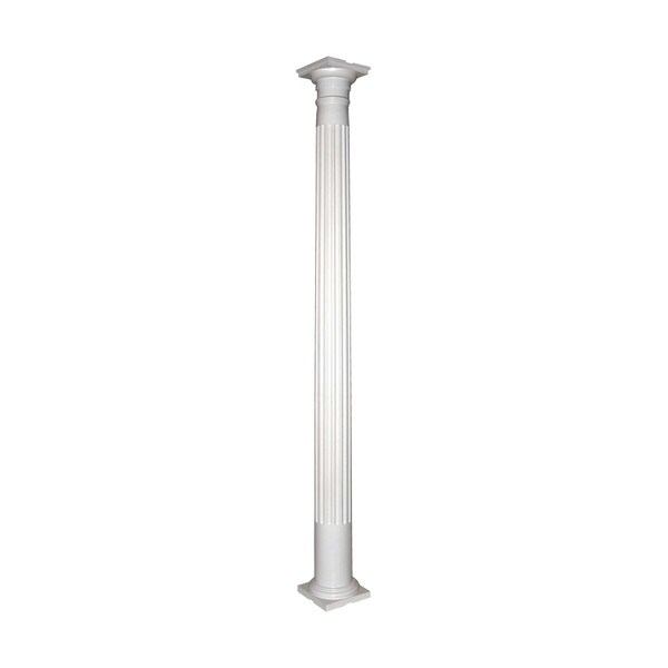 8' High x 12" Diameter Paint Grade Wood Tapered Fluted Colonial Column with Polyurethane Capital and Base | DR128F Series