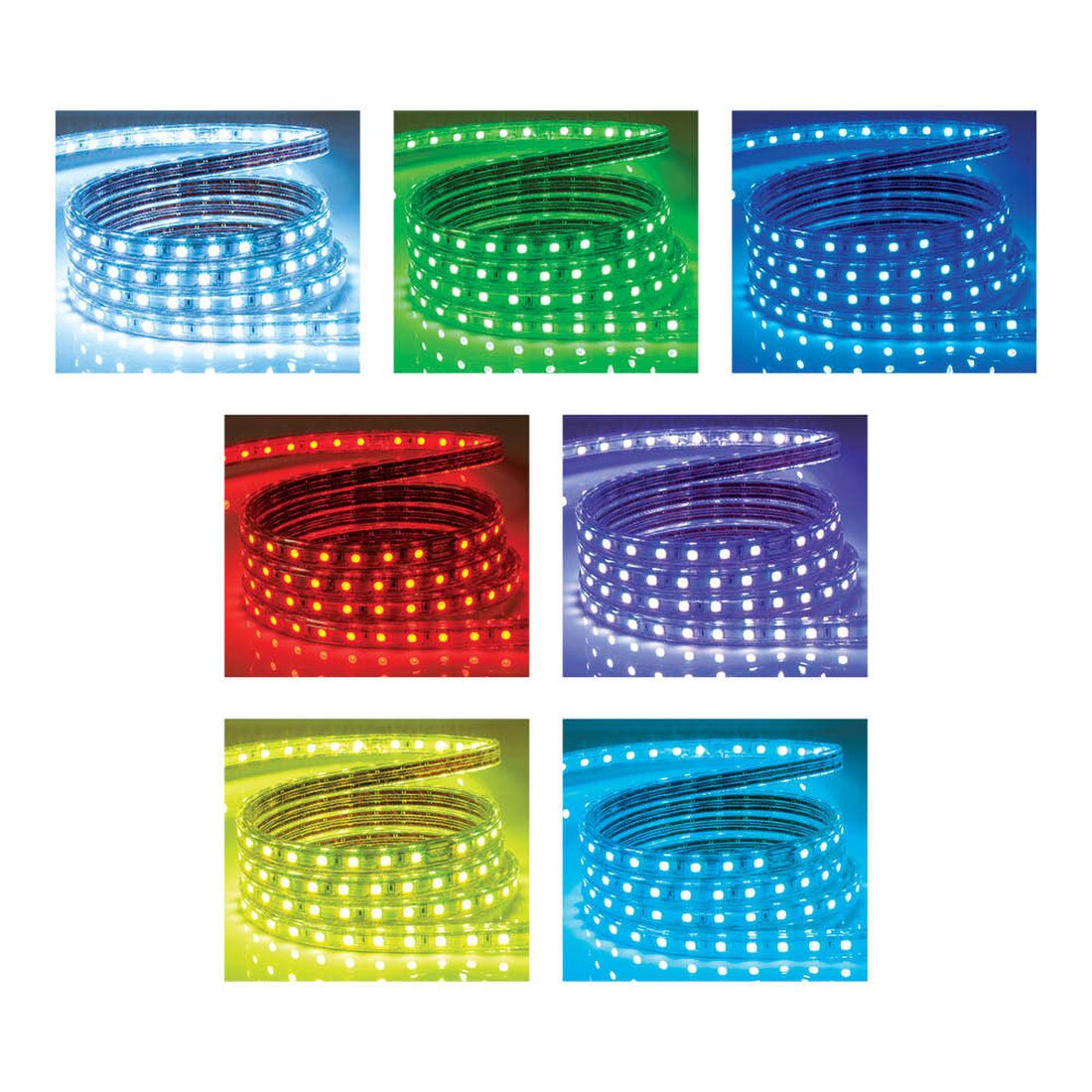 120V LED Strip Light | 5/8" (16mm) Wide RGB | 2.4 Watts IP65 ETL