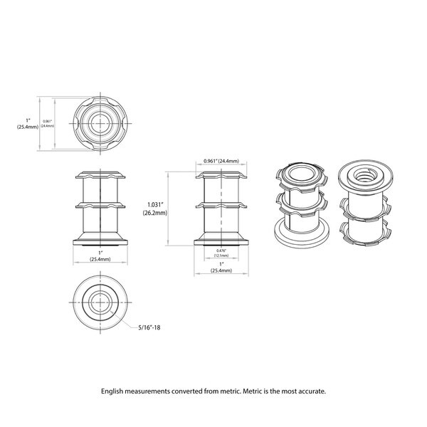 Heat Treated Carbon Steel | Round Double Star Metal Inserts
