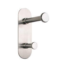 5-3/4" High x 3-13/16" Overall Projection Stainless Steel Satin Finish Coat Hook With 2 Pegs