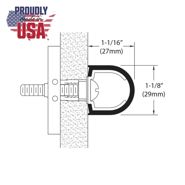 1-1/8in W | High Impact PVC | Cover with Aluminum Retainer | Wall Guard Accent Rail