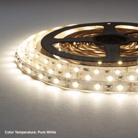 5/16" (8mm) Wide LED Tape Flexible Strip Lighting | 3528 Chip Pure White 4500K 1.5 Watts | 123 Lumens Per Foot 12V IP20 UL | 16.4' Roll