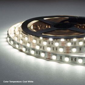 3/8" (10mm) Wide LED Tape Flexible Strip Lighting | 5050 Chip Cool White 6500K 4.4 Watts | 361 Lumens Per Foot 12V IP20 UL | 16.4' Roll