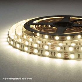 3/8" (10mm) Wide LED Tape Flexible Strip Lighting | 5050 Chip Pure White 4500K 4.4 Watts | 361 Lumens Per Foot 12V IP20 UL | 16.4' Roll