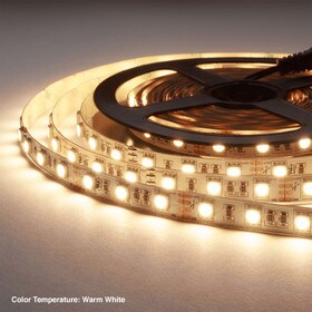 3/8" (10mm) Wide LED Tape Flexible Strip Lighting 5050 Chip Warm White 2800K-3200K 4.4 Watts | 361 Lumens Per Foot 12V IP20 UL | 16.4' Roll
