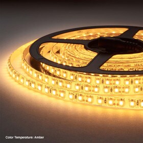 5/16" (8mm) Wide LED Tape Flexible Strip Lighting | 3528 Chip Amber 2200K 2.9 Watts | 262 Lumens Per Foot 12V IP65 UL | 16.4' Roll