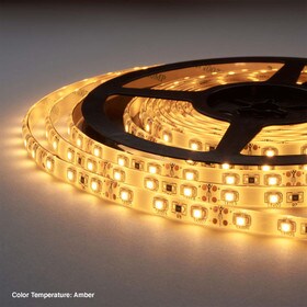 5/16" (8mm) Wide LED Tape Flexible Strip Lighting | 3528 Chip Amber 2200K 1.5 Watts | 123 Lumens Per Foot 12V IP65 UL | 16.4' Roll