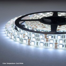 3/8" (10mm) Wide LED Tape Flexible Strip Lighting | 5050 Chip Cool White 6500K 4.4 Watts | 361 Lumens Per Foot 12V IP65 UL | 16.4' Roll