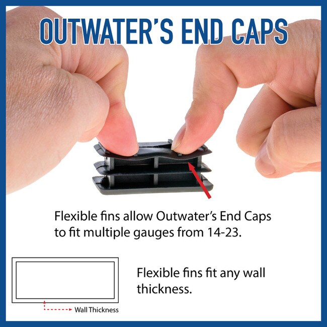 1-1/2in x 3in Rectangular | 14 - 23 Gauge | Matte Finish Low Density Polyethylene | Plastic Universal Gauge Inside End Cap for Tubing