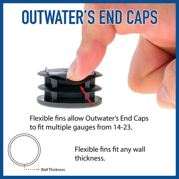 1-3/4in Dia | 14 - 23 Gauge | Textured Low Density Polyethylene | Plastic Universal Gauge Inside End Cap for Tubing