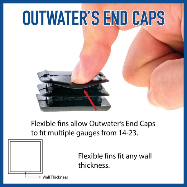 1-1/4in Sq | 14 - 23 Gauge | Textured Low Density Polyethylene | Plastic Universal Gauge Inside End Cap for Tubing