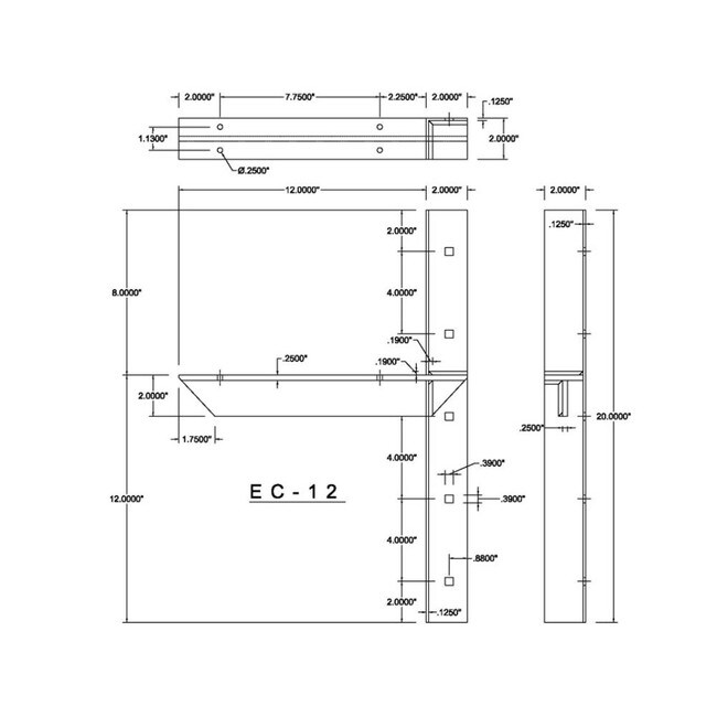 Hidden Countertop Support Bracket Powder Coated Finish |ESB-EXTENDED-PARENT