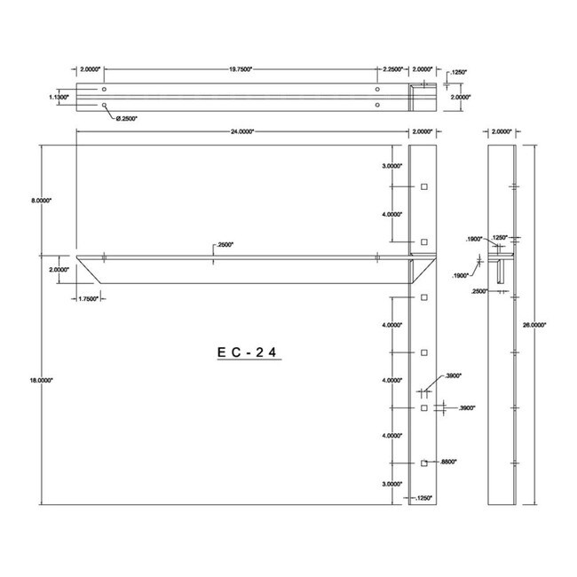 Hidden Countertop Support Bracket Powder Coated Finish |ESB-EXTENDED-PARENT