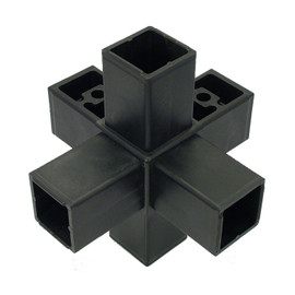 6 Way Connector For 1.5" Tubing Black