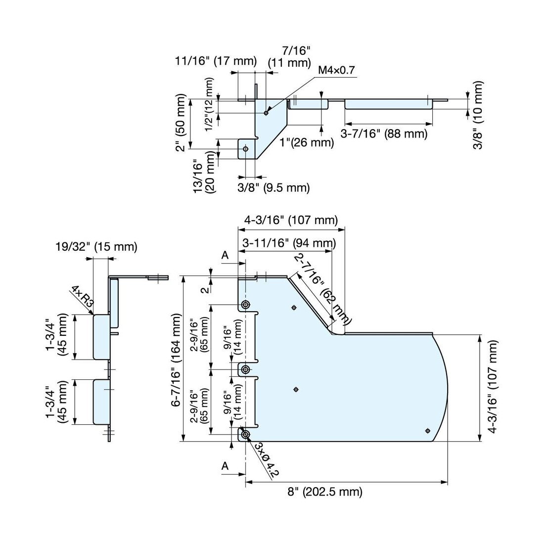 Sugatsune Face Brame Bracket for Soft Closing Lid Stays