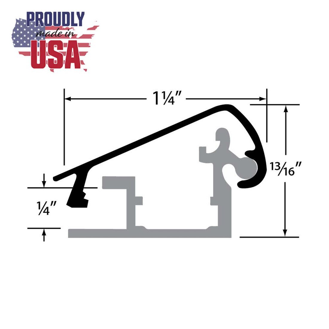 Black Powder Coated 8' L Top & Mill Base Alum Frame For .25" | FLF-19NQM-BK Series