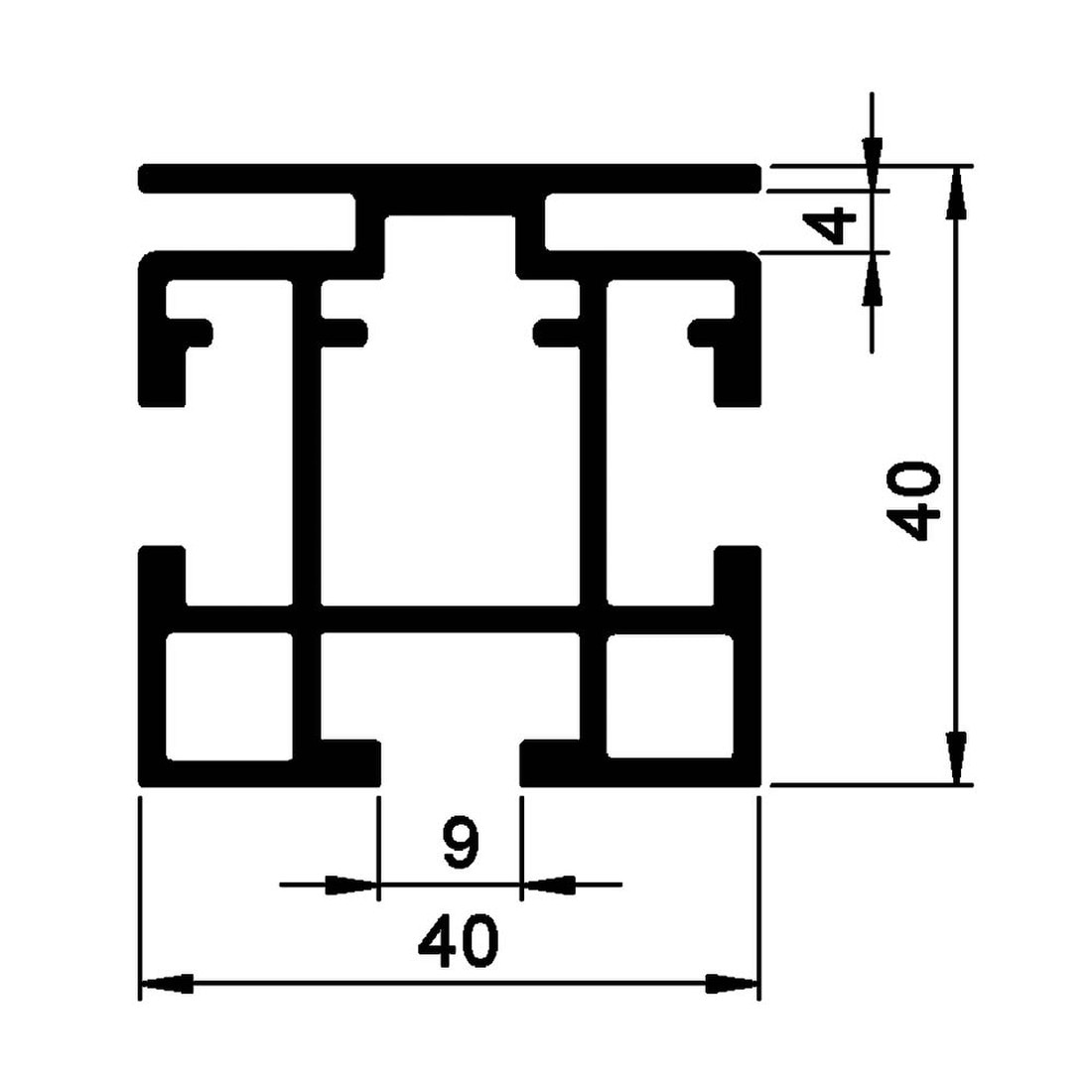 40mm Wide Profile for FOGA Fabric Flex Framing System | Double Sided Pole | Clear Anodized Aluminum | 8ft Length