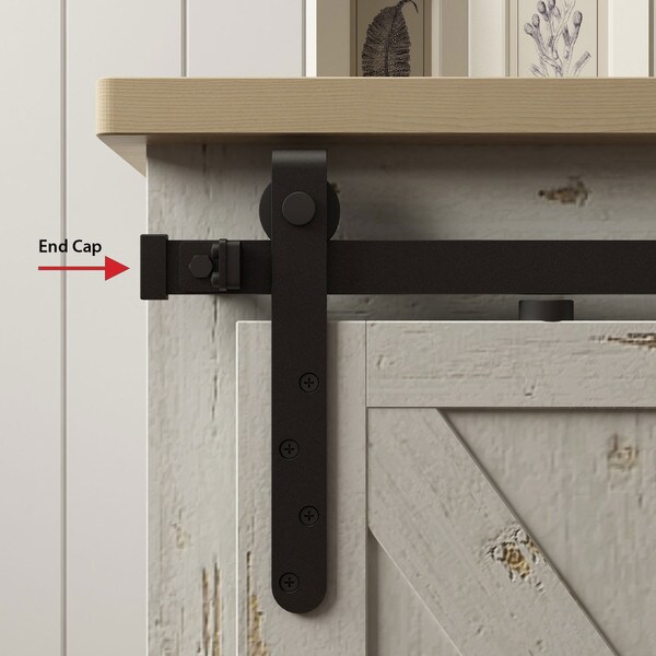 1-3/16in H x 9/32in W x 15/32in Long | Black Powder Coated Finish | End Cap for Sliding Barn Doors for Furniture