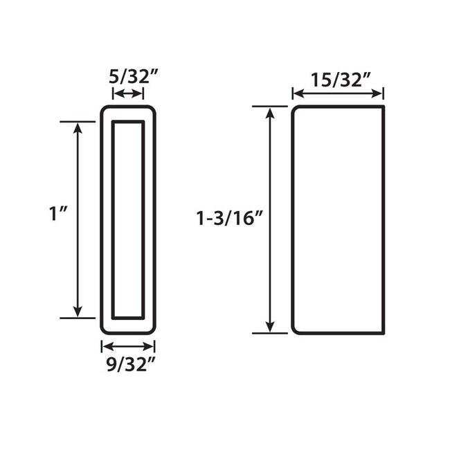 1-3/16in H x 9/32in W x 15/32in Long | Oil Rubbed Bronze Powder Coated | Finish End Cap for Sliding Barn Doors for Furniture