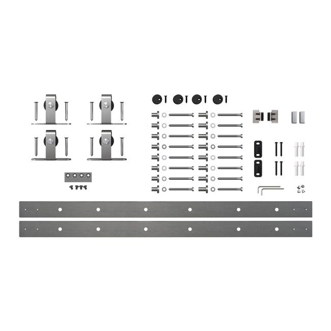 Sliding Barn Door Hardware Kit for 2 Doors Up to 30in W ZZFSDHTOPMT