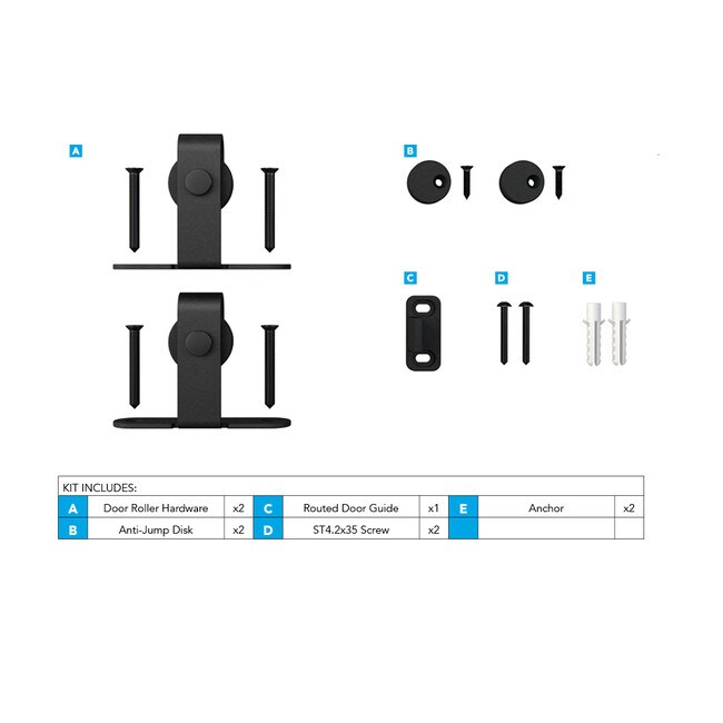 Black Powder Coated Finish with POM Thermoplastic Wheels | Top Mount Roller Kit for Sliding Barn Doors for Furniture