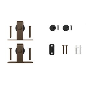 Oil Rubbed Bronze Powder Coated Finish with POM Thermoplastic Wheels | Top Mount Roller Kit for Sliding Barn Doors for Furniture