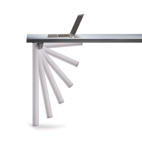27-3/4in H x 2in Dia | Ribbed Aluminum Leg with Steel Plate | Folding Table Leg