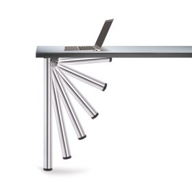 27-3/4in H x 2in Dia | Polished Chrome Aluminum Leg with Steel Plate | Folding Table Leg