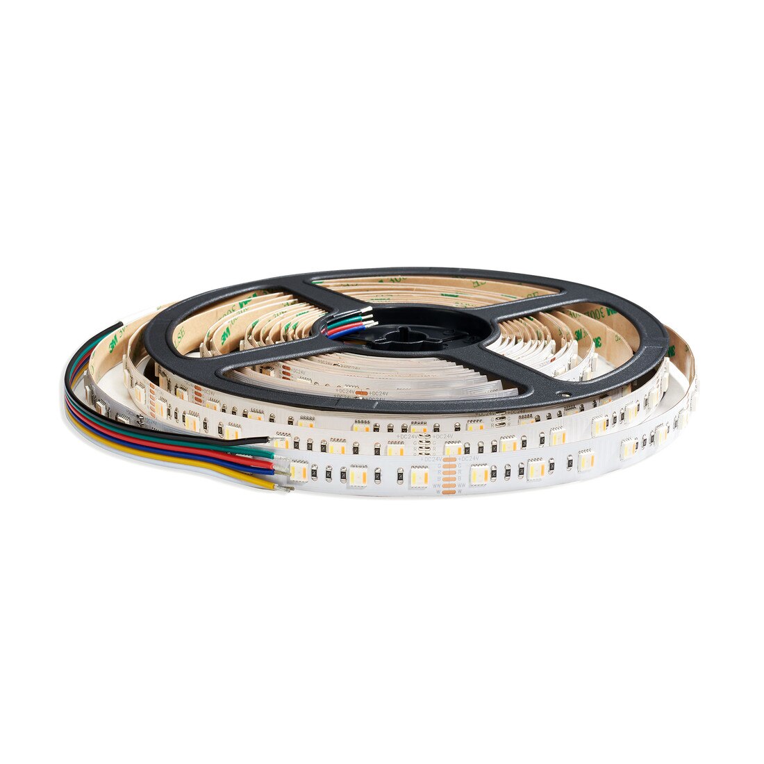1/2" (12mm) Wide LED Tape Flexible Strip Lighting | 5050 Chip 5 in 1 Color Changing RGB with Tunable White | 7.3 Watts 24V IP20 UL | 16.4' Roll