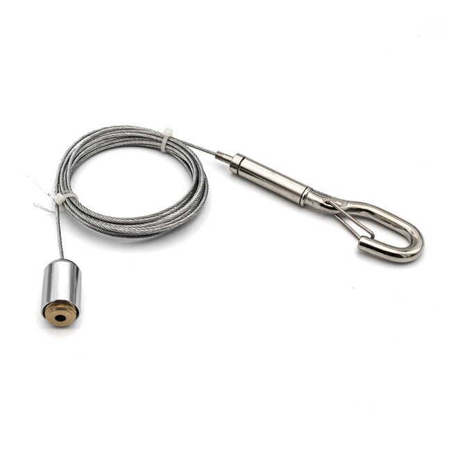 Locking Adjustable Cable Hook Kit for Singage and Displays | Polished Chrome Steel Finish