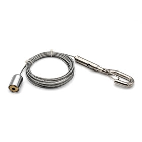 Locking Adjustable Cable Hook Kit for Singage and Displays | Polished Chrome Steel Finish