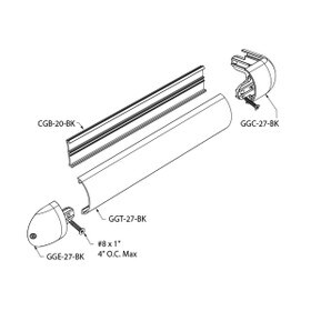 2" Black PVC Cart Guard Base 12' Length