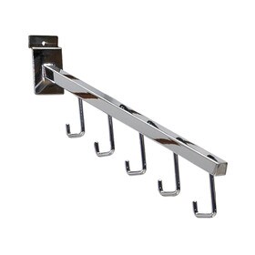 Brite Chrome 5 Hook Metal Slatwall Bracket