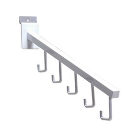 White 5 Hook Metal Slatwall Bracket