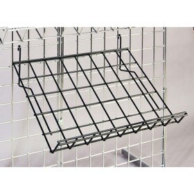 15" X 24" Black Slanted Shelf For Gridwall 60° Lip