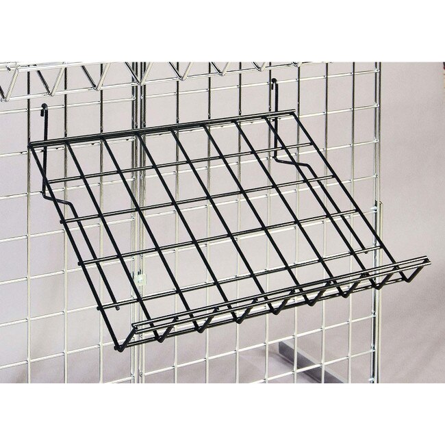 15" X 24" Black Slanted Shelf For Gridwall 60° Lip