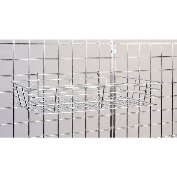 12"D X12"W X 4"H Bright Chrome Small Basket For Gridwall