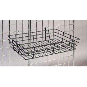 12"D X12"W X 4"H Black Shallow Basket For Gridwall