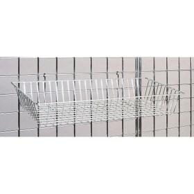 12"D X24"W X 4"H Bright Chrome Shallow Basket For Gridwall