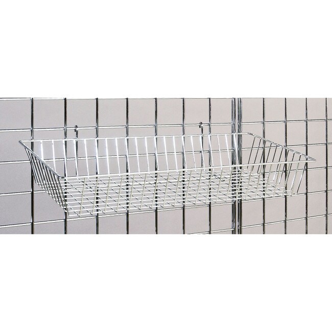 12"D X24"W X 4"H Bright Chrome Shallow Basket For Gridwall