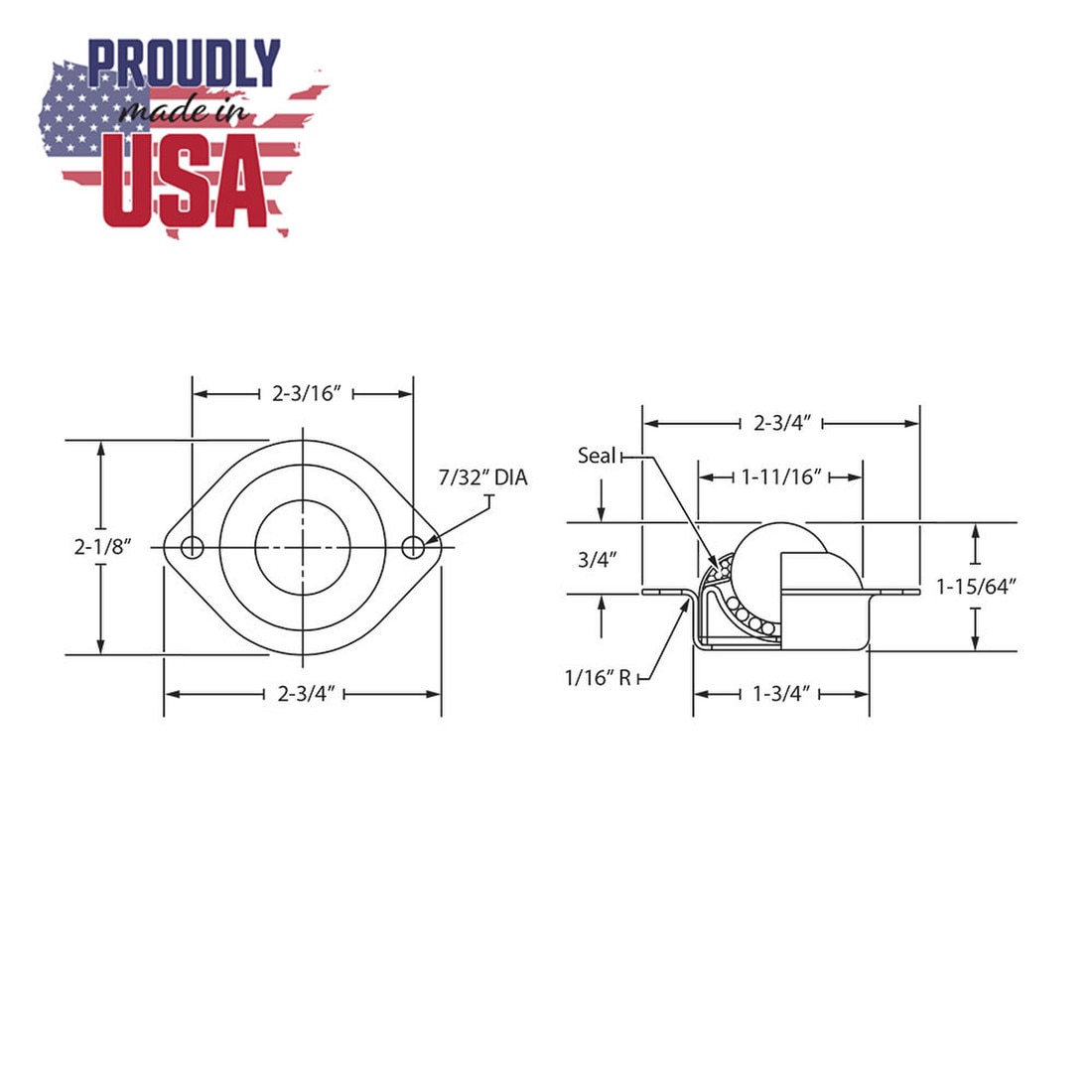 Ball Transfer Industrial Caster with Oblong Flange