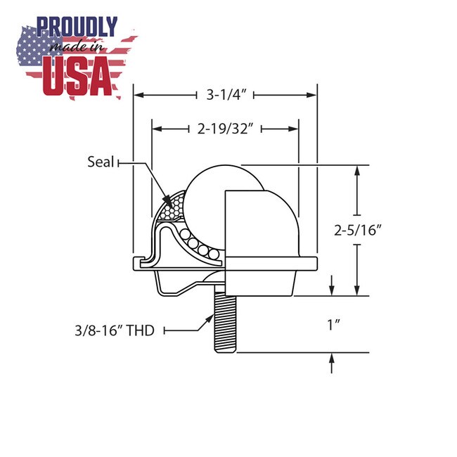 1-1/2in x 3/8-16 x 1in Threaded Stem | Stainless Steel Ball Caster